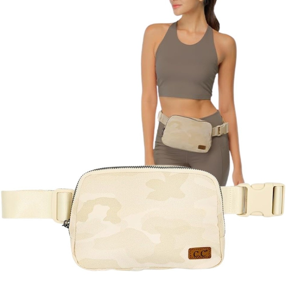 CC BEANIE Cream Camo Fanny Pack Belt Bag Adjustable Strap Zipper Pouch NWT - Picture 1 of 10